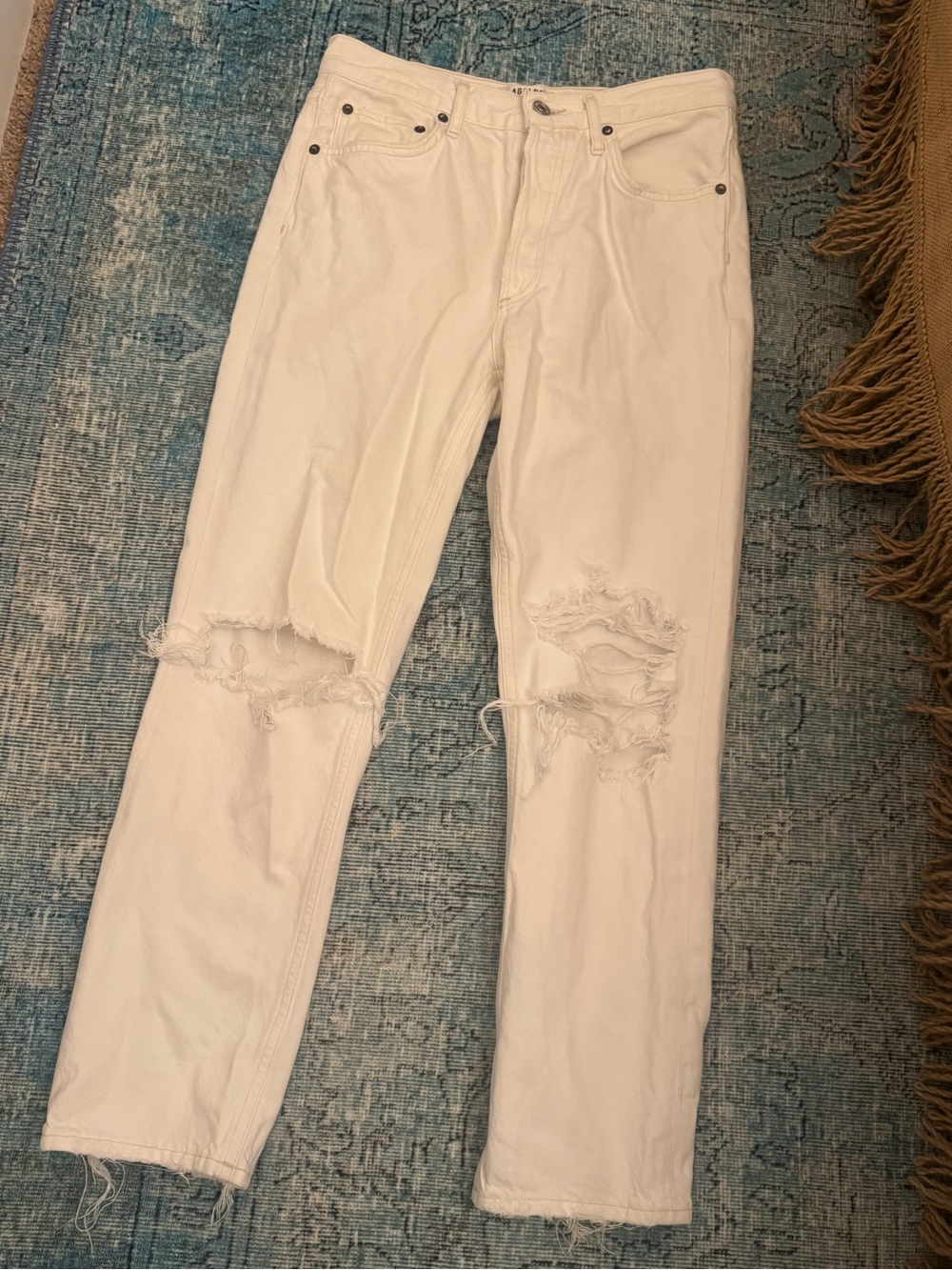 Agolde Distressed White Jeans